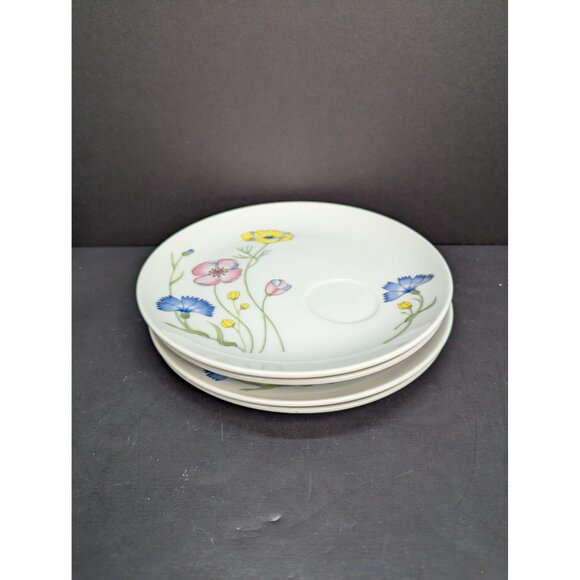 Flower Garden Fine China Seymour Mann Inc 8 1/4" Snack Plate Set of 4 No Cups - Picture 10 of 11